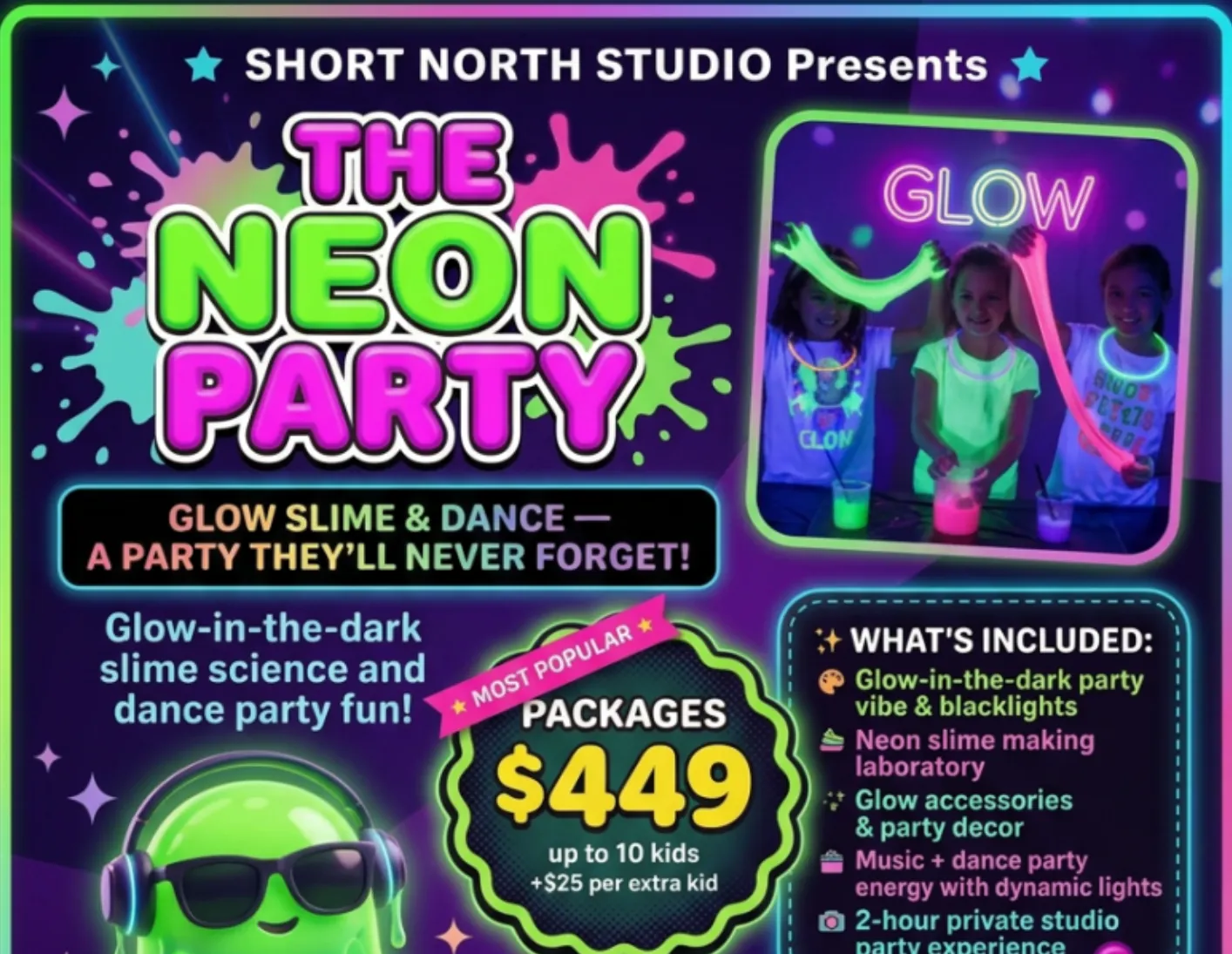 The Neon Party: glow slime and dance, a party they'll never forget